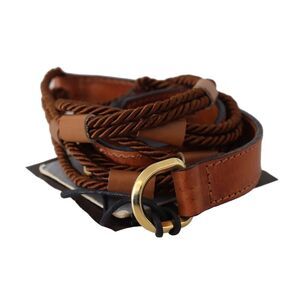 Scervino Street Leather Belt Braided Cord Detail Women Brown Belts